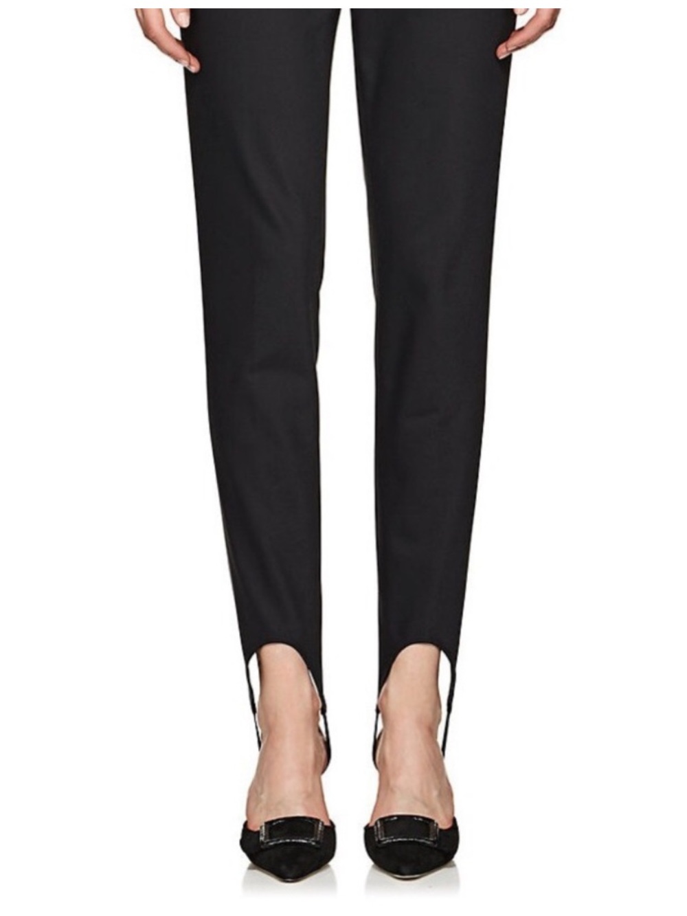 Helmut Lang Stirrup Pants Womens M Black Stretch Trousers Quiet Luxury Classic